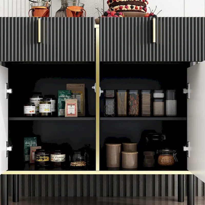 Kitchen Sideboard Accent Storage Cabinet with 2 Drawers and 3 Cabinets