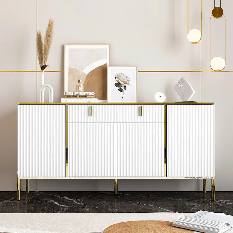 Kitchen Sideboard Accent Storage Cabinet with 2 Drawers and 3 Cabinets