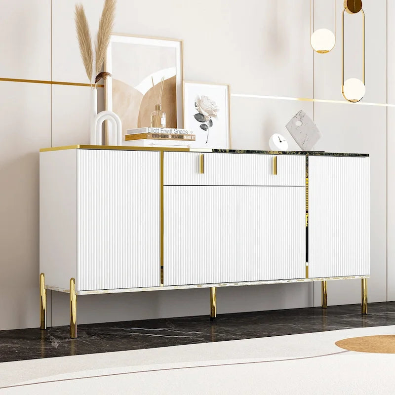 Kitchen Sideboard Accent Storage Cabinet with 2 Drawers and 3 Cabinets