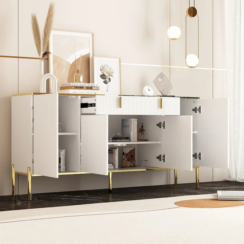Kitchen Sideboard Accent Storage Cabinet with 2 Drawers and 3 Cabinets