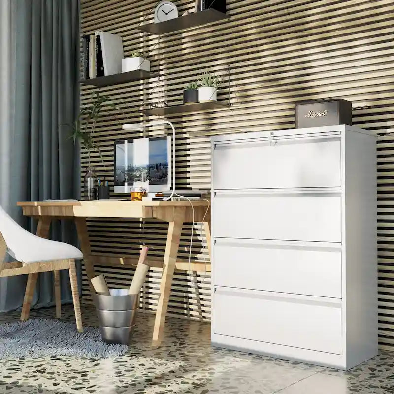 4-Drawer Lockable Steel Lateral File Cabinet for Letter and Legal Files