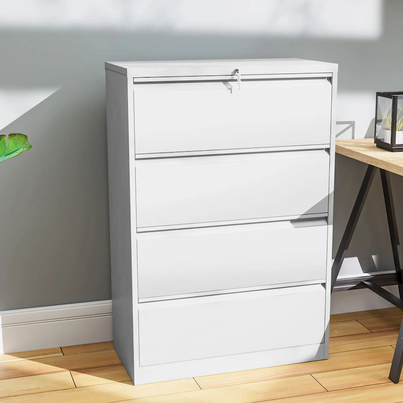 4-Drawer Lockable Steel Lateral File Cabinet for Letter and Legal Files