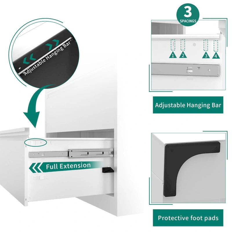 4-Drawer Lockable Steel Lateral File Cabinet for Letter and Legal Files