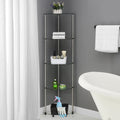 5-Tier Tempered Glass Corner Tower Shelf with Stainless Steel Legs