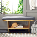 Cushioned Open Shelf Bench with Gold Metal Frame - Black, 42Wx17Dx18H