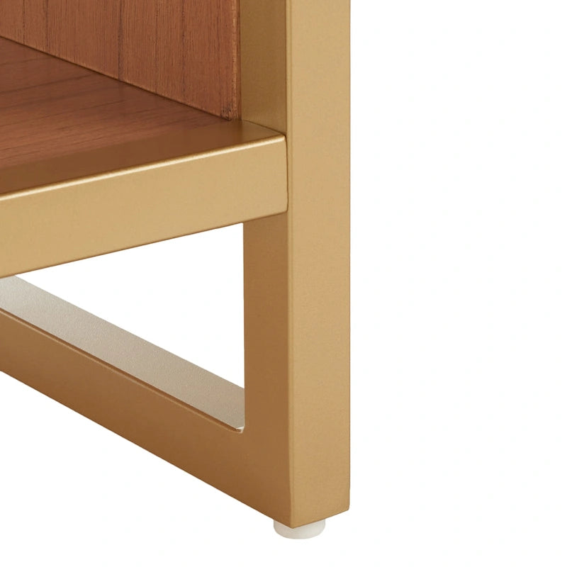 Cushioned Open Shelf Bench with Gold Metal Frame - Black, 42Wx17Dx18H