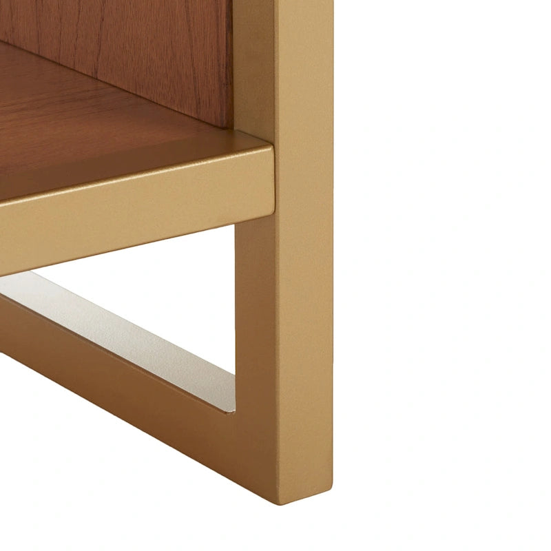 Cushioned Open Shelf Bench with Gold Metal Frame - Black, 42Wx17Dx18H