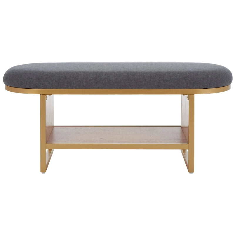 Cushioned Open Shelf Bench with Gold Metal Frame - Black, 42Wx17Dx18H