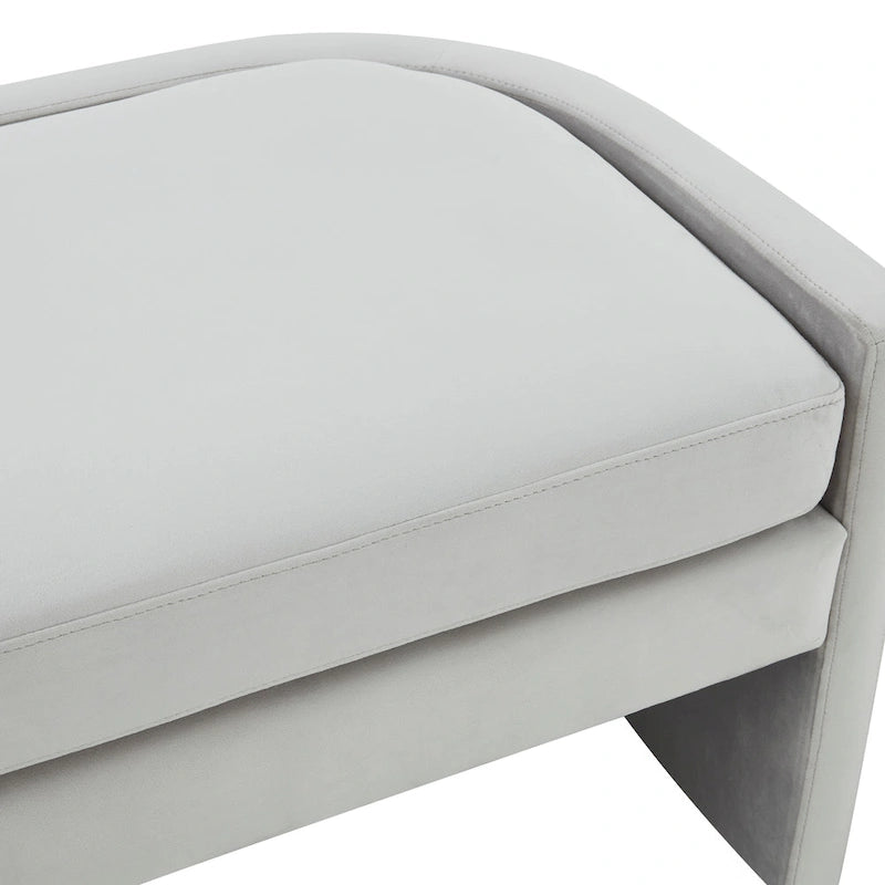 Curved Velvet Upholstered Bench with Open Base - 55Wx22Dx20H