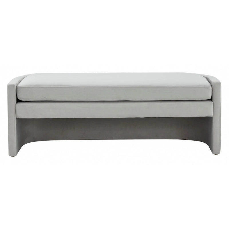 Curved Velvet Upholstered Bench with Open Base - 55Wx22Dx20H
