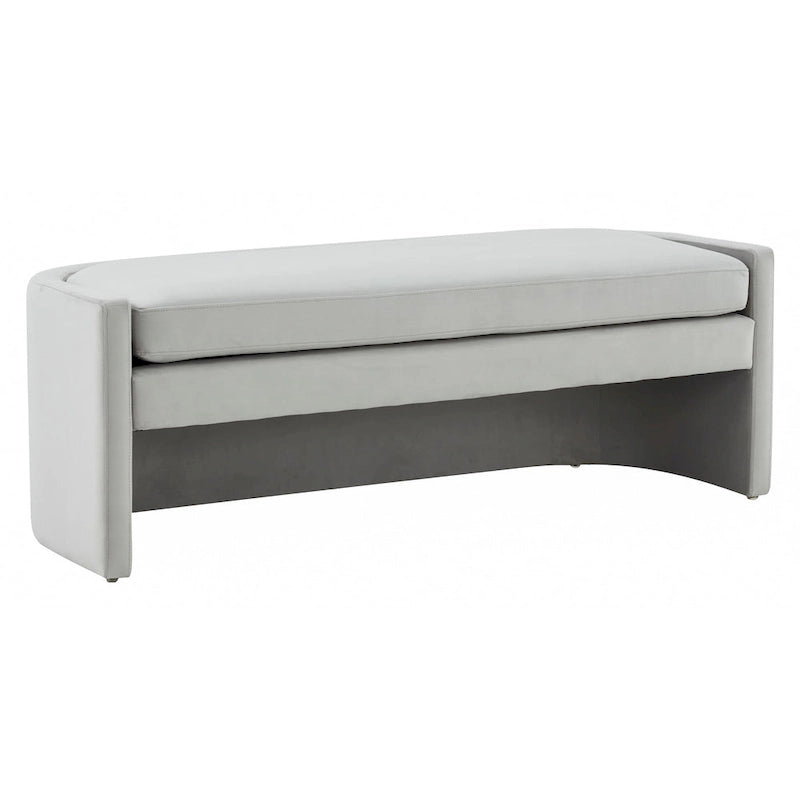 Curved Velvet Upholstered Bench with Open Base - 55Wx22Dx20H