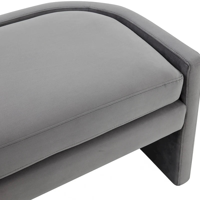 Curved Velvet Upholstered Bench with Open Base - 55Wx22Dx20H