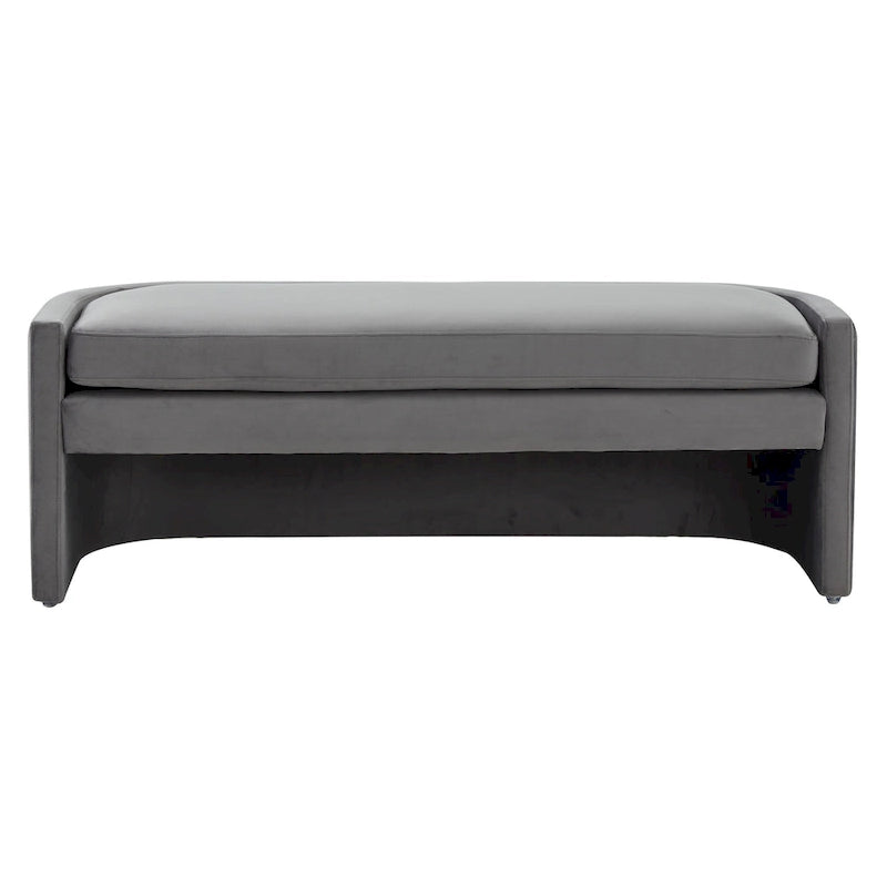 Curved Velvet Upholstered Bench with Open Base - 55Wx22Dx20H