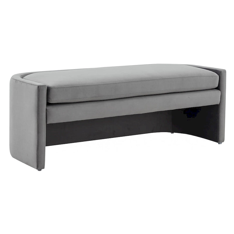 Curved Velvet Upholstered Bench with Open Base - 55Wx22Dx20H