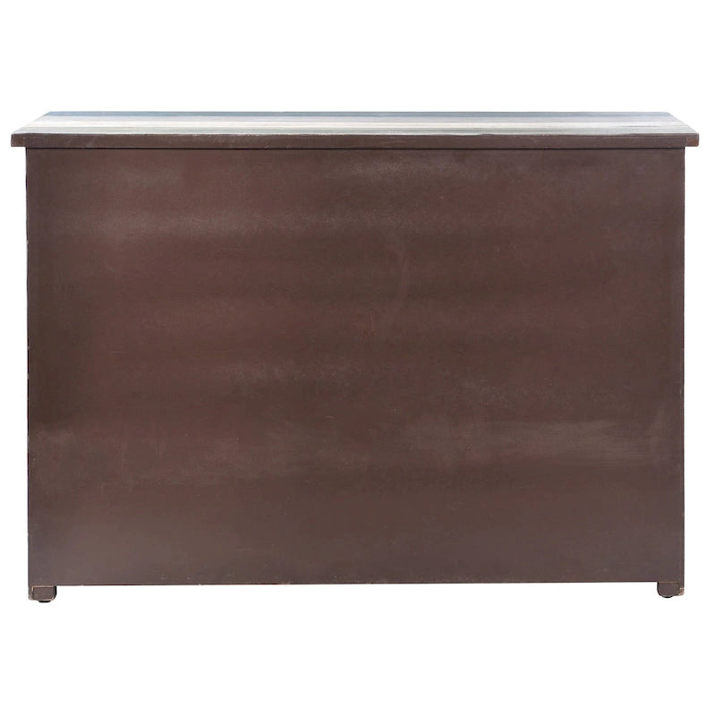 Dark Brown 3-Door Credenza with Chevron Pattern and Metal Handles