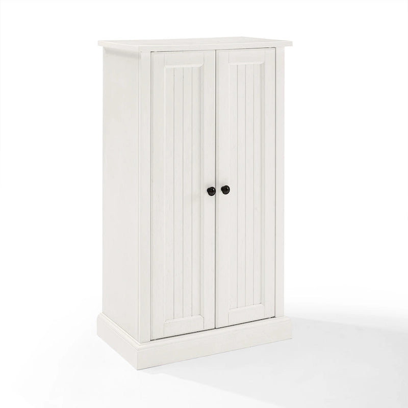 Distressed White Accent Cabinet with Double Doors and 4 Adjustable Shelves