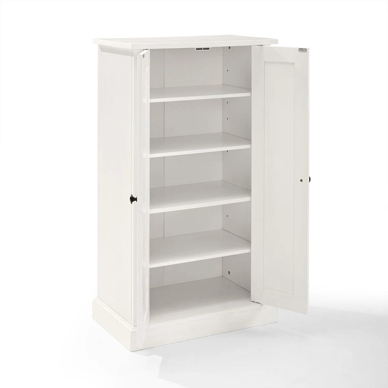 Distressed White Accent Cabinet with Double Doors and 4 Adjustable Shelves