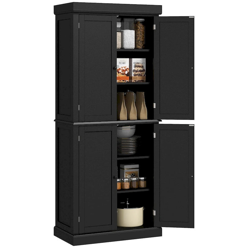 72.5-inch Tall Kitchen Pantry Cabinet with 4 Doors and Adjustable Shelves
