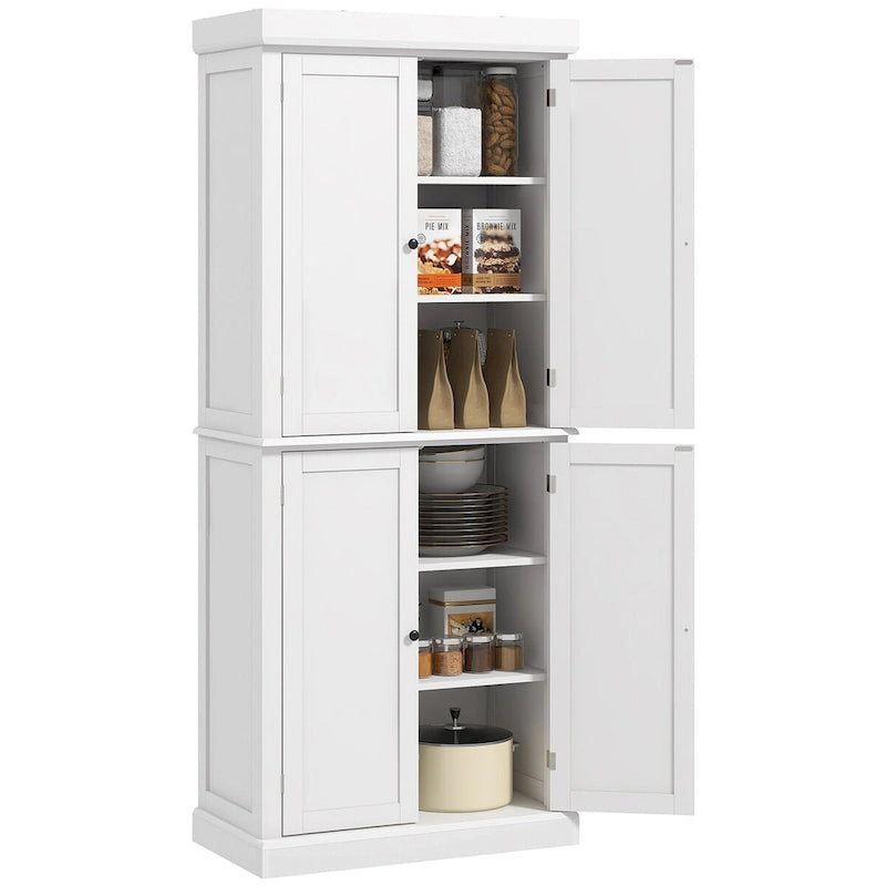 72.5-inch Tall Kitchen Pantry Cabinet with 4 Doors and Adjustable Shelves