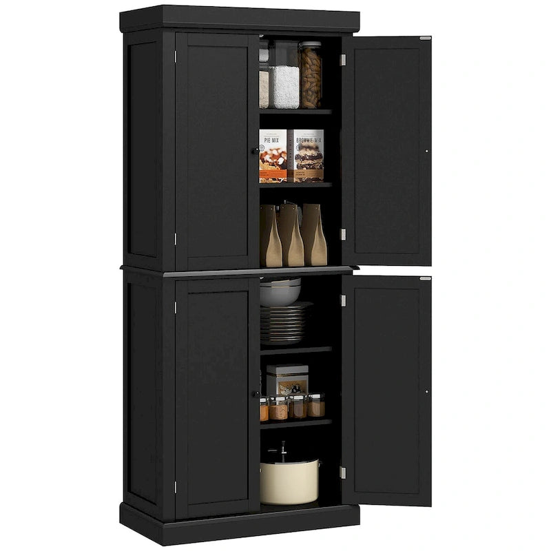 72.5-inch Tall Kitchen Pantry Cabinet with 4 Doors and Adjustable Shelves