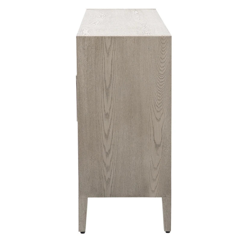 Wood Storage Cabinet with 3 tempered Glass Doors and Adjustable Shelf