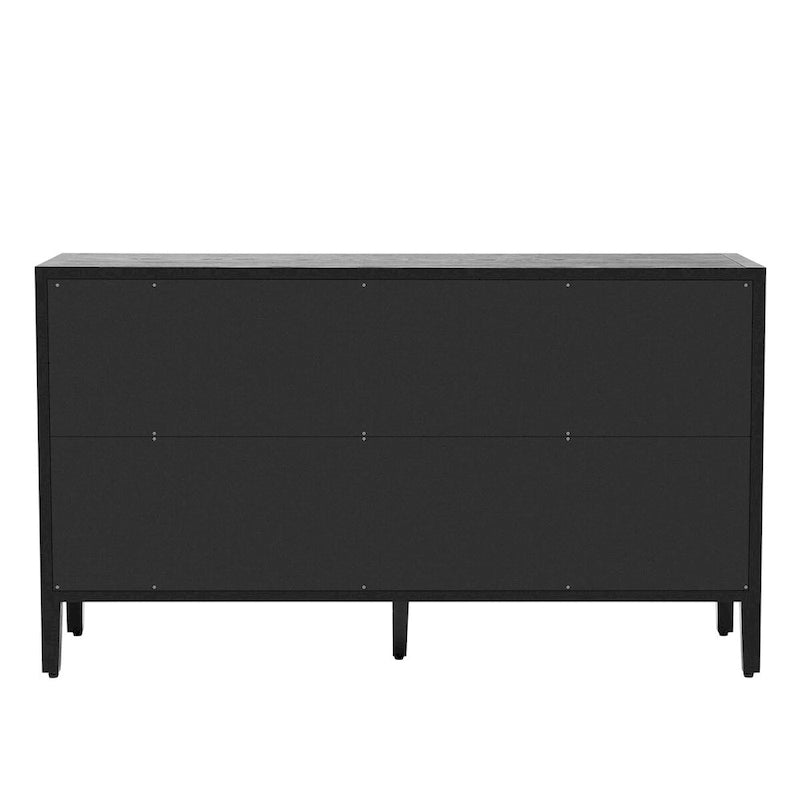 Wood Storage Cabinet with 3 tempered Glass Doors and Adjustable Shelf