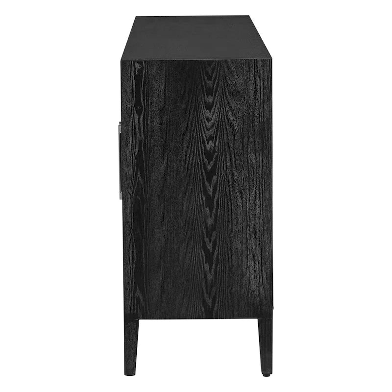 Wood Storage Cabinet with 3 tempered Glass Doors and Adjustable Shelf