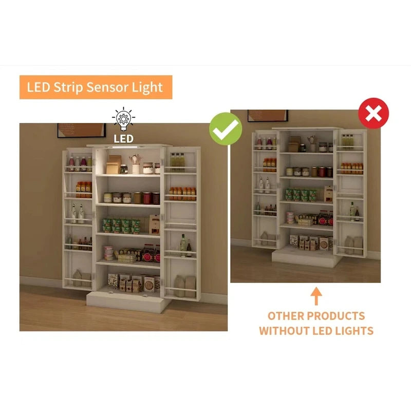 LED-Küchenschrank mit smartem Sensorlicht und 10 Ablagefächern