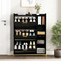 Slim Flip-Door Shoe Cabinet with 3 Drawers and Open Shelves