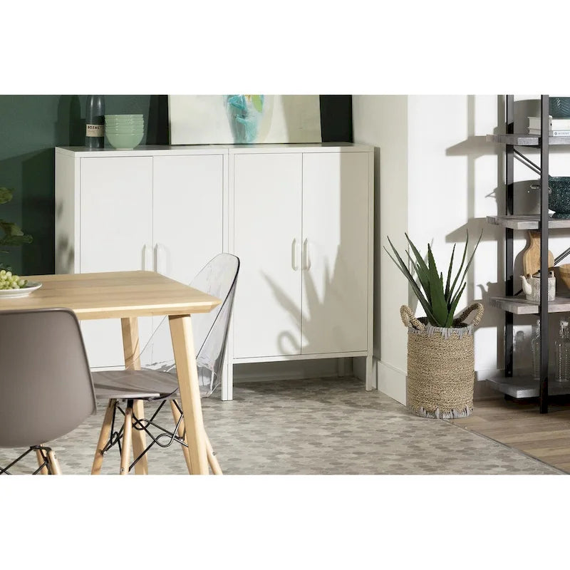 Minimalist 2-Door Storage Cabinet with Adjustable Shelves and Metal Legs