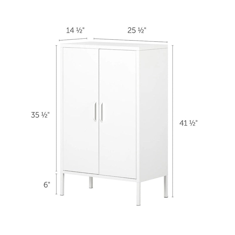 Minimalist 2-Door Storage Cabinet with Adjustable Shelves and Metal Legs