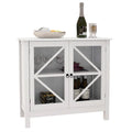 Rustic Kitchen Cabinet with Double Glass Doors, Wood Legs and Metal Knobs
