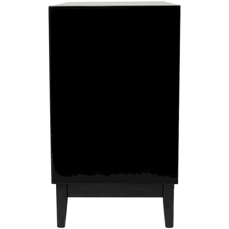 3-Drawer Wood Storage Cabinet with Cane Front Drawers and Gold Handles - Light Brown or Black