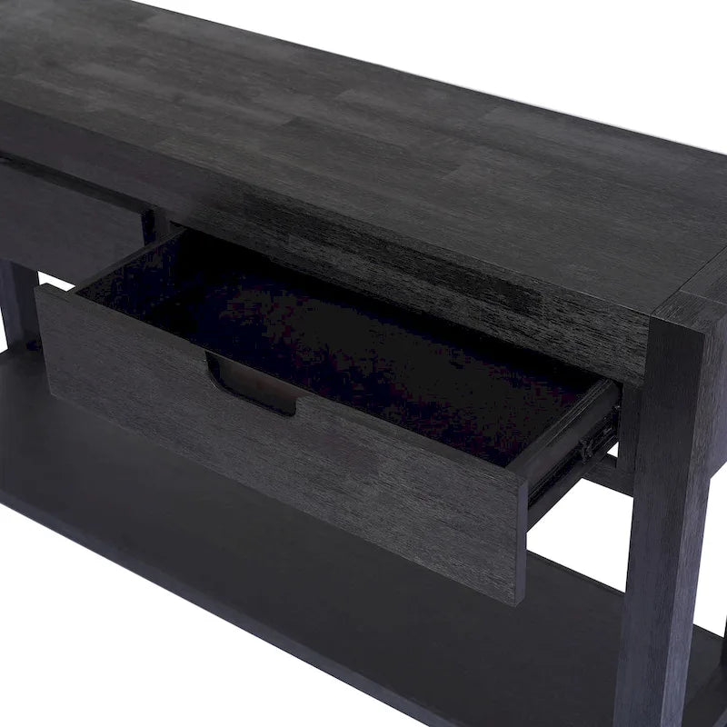 Console Table with 2 Drawers and Bottom Shelf for Entryway - Black