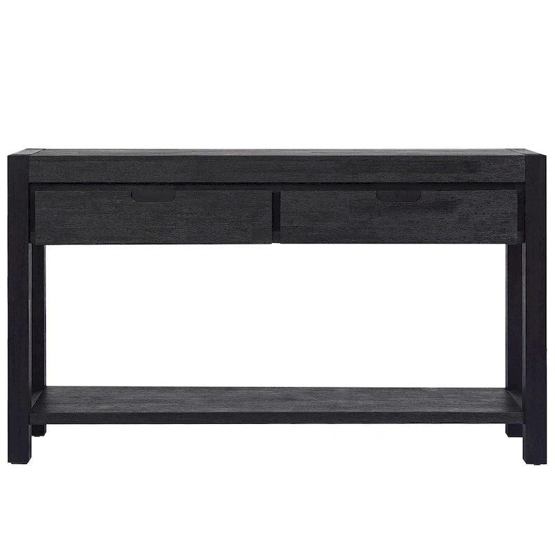 Console Table with 2 Drawers and Bottom Shelf for Entryway - Black