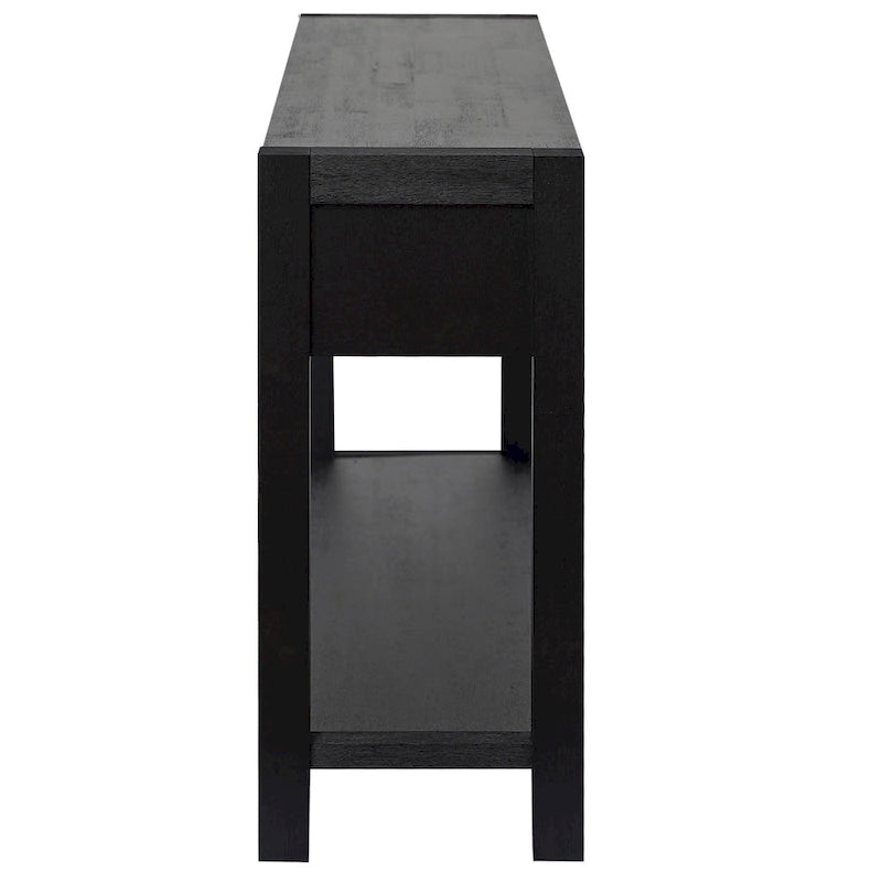 Console Table with 2 Drawers and Bottom Shelf for Entryway - Black