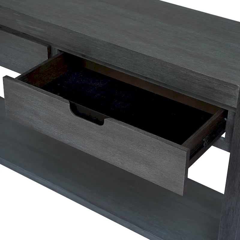 Console Table with 2 Drawers and Bottom Shelf for Entryway - Black