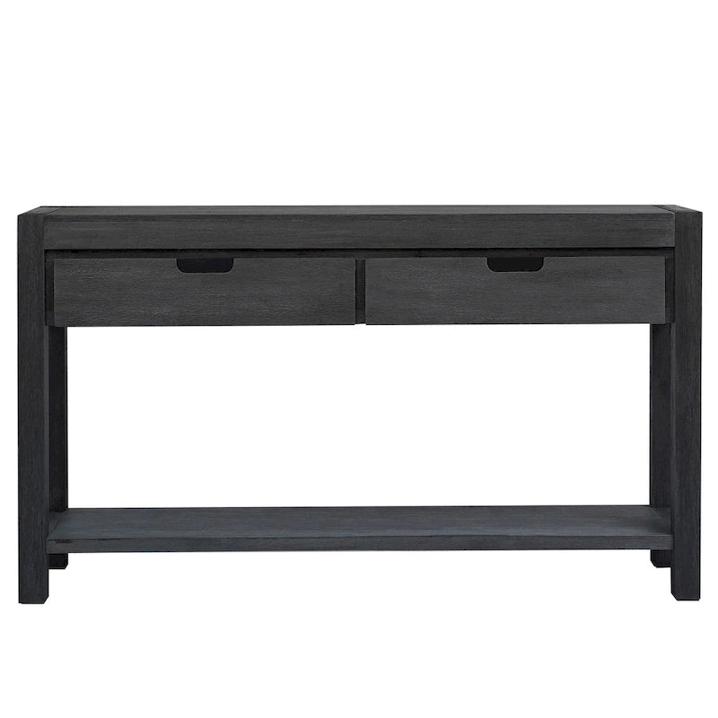 Console Table with 2 Drawers and Bottom Shelf for Entryway - Black