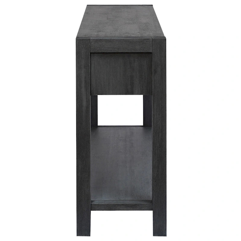 Console Table with 2 Drawers and Bottom Shelf for Entryway - Black