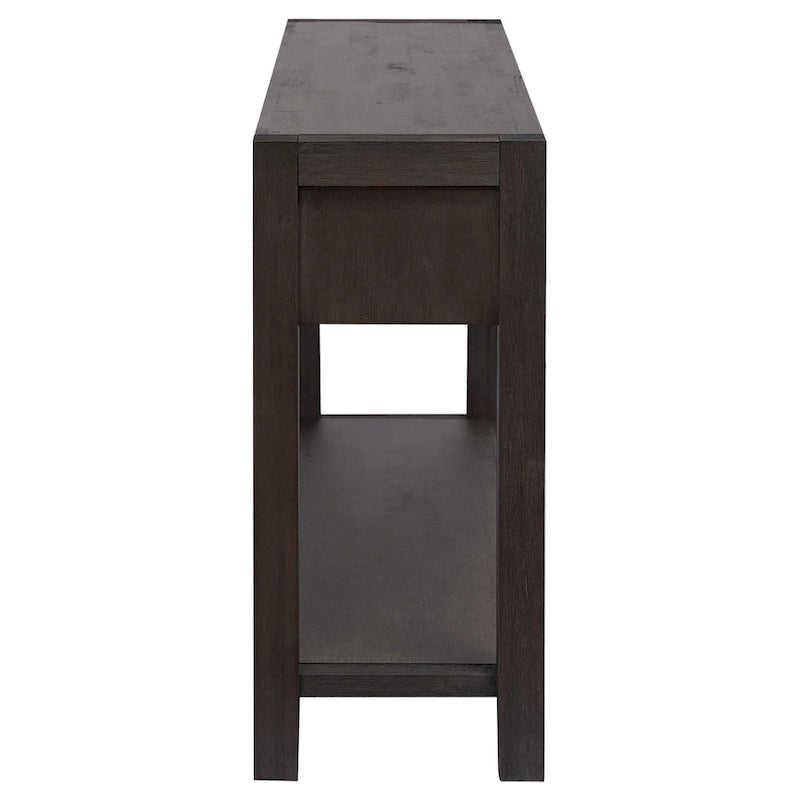 Console Table with 2 Drawers and Bottom Shelf for Entryway - Black