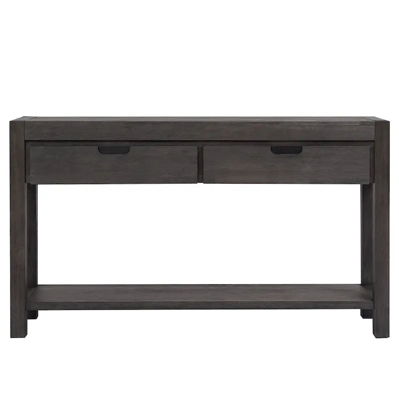 Console Table with 2 Drawers and Bottom Shelf for Entryway - Black