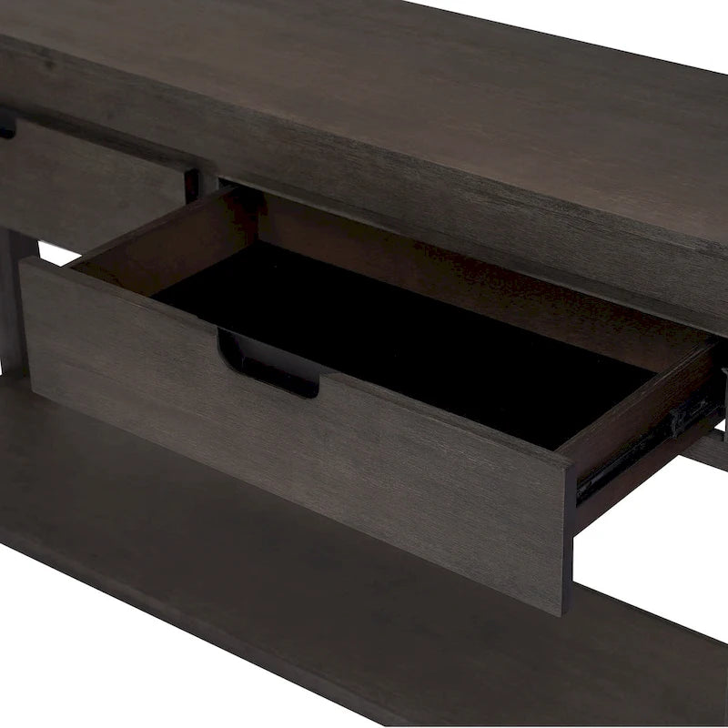 Console Table with 2 Drawers and Bottom Shelf for Entryway - Black