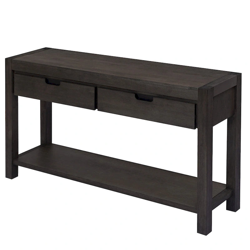 Console Table with 2 Drawers and Bottom Shelf for Entryway - Black
