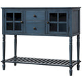 Farmhouse Wood Glass Sideboard Console Table with Bottom Shelf