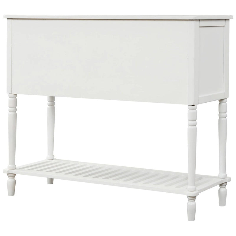 Farmhouse Wood Glass Sideboard Console Table with Bottom Shelf