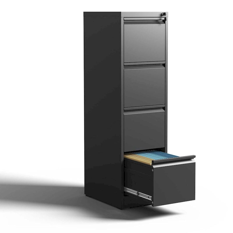 4-Drawer Metal Vertical File Cabinet with Lock and Full-Extension Drawers