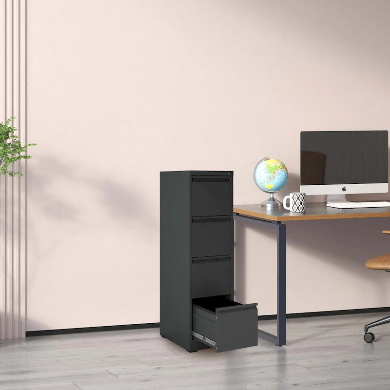 4-Drawer Metal Vertical File Cabinet with Lock and Full-Extension Drawers