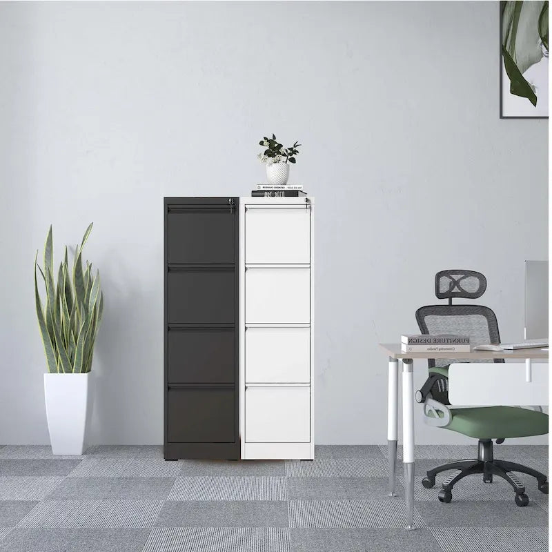 4-Drawer Metal Vertical File Cabinet with Lock and Full-Extension Drawers