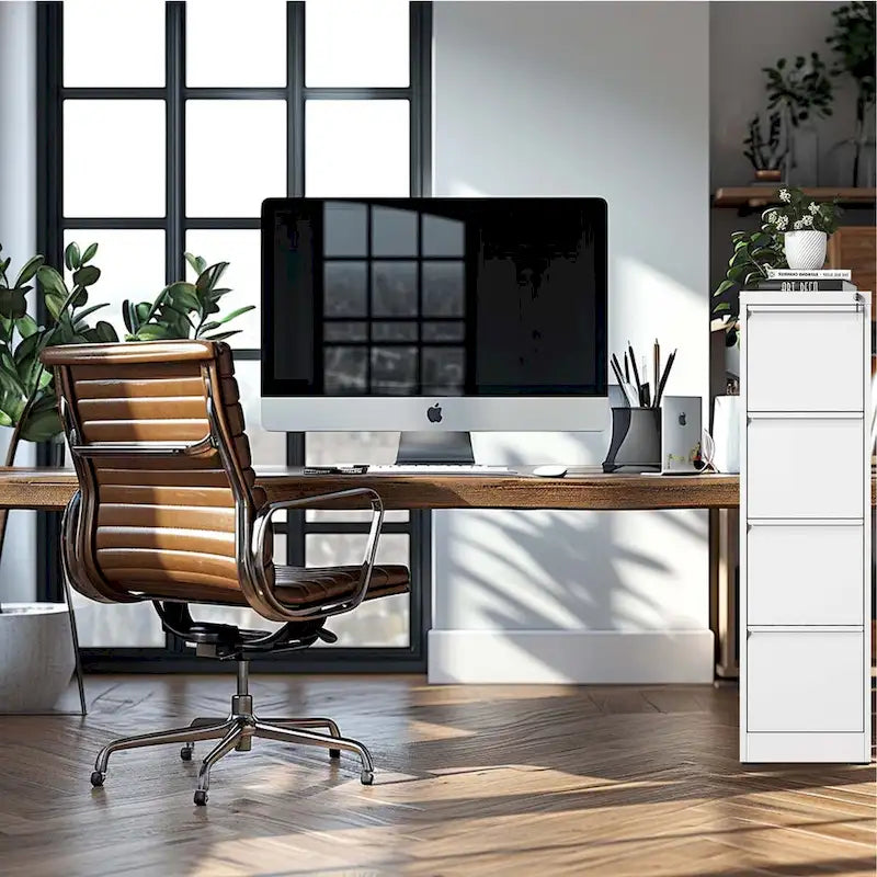 4-Drawer Metal Vertical File Cabinet with Lock and Full-Extension Drawers