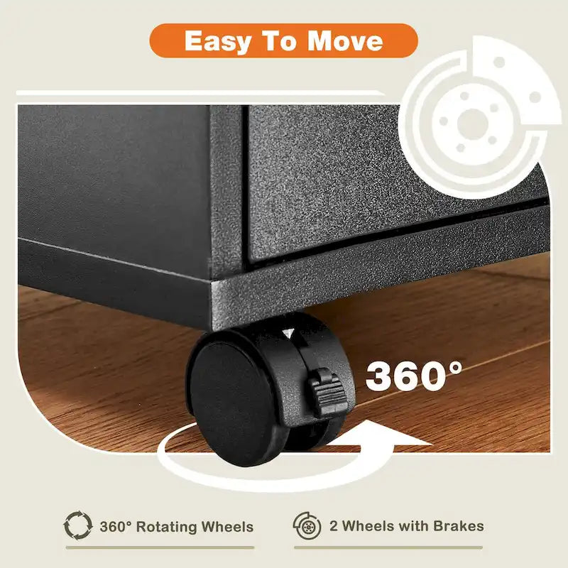 5-Drawer Mobile Storage Cabinet with Wheels and Locking Brakes